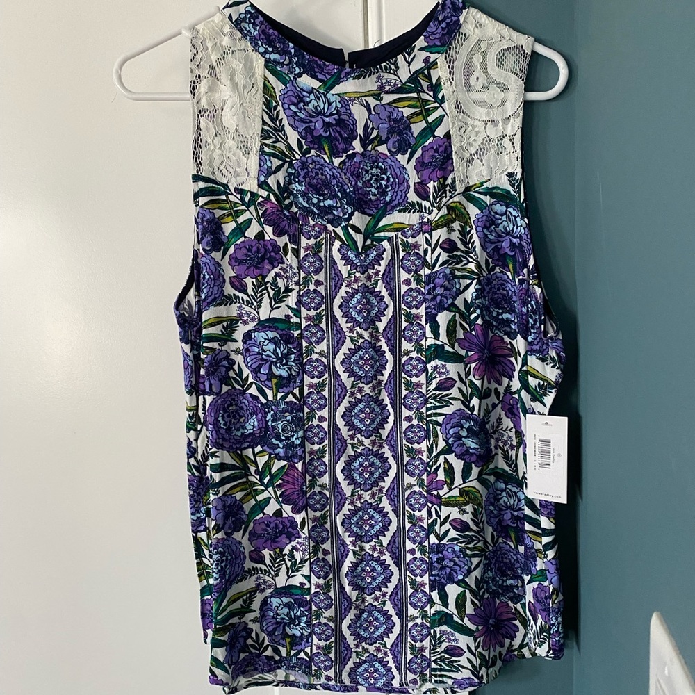 Flora Vera Bradley blouse with lace detail